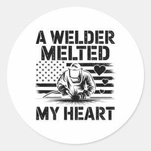 Een lasser gesmolten mijn hart Valentijnsdag (op B Ronde Sticker