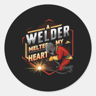 Een lasser smolt mijn hart Valentijn vrouw Vriendi Ronde Sticker