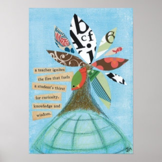 Een leerkracht ontbrandt het poster