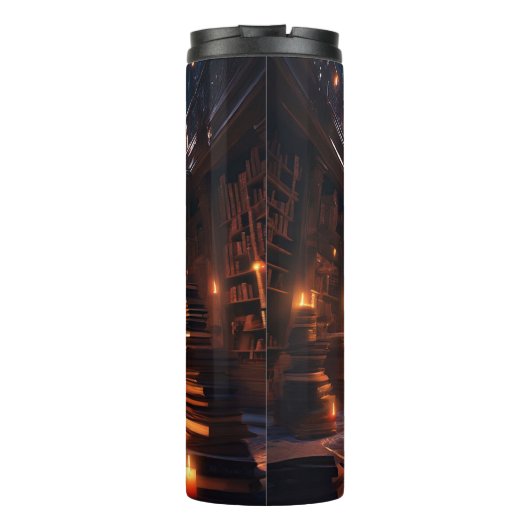 Een leerling-tovenaar die spreukboeken bestudeert thermosbeker (Achterkant)