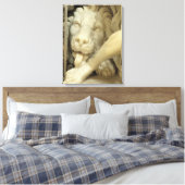 Een leeuw die de voet van Daniel likt Canvas Afdruk (Insitu (Slaapkamer))