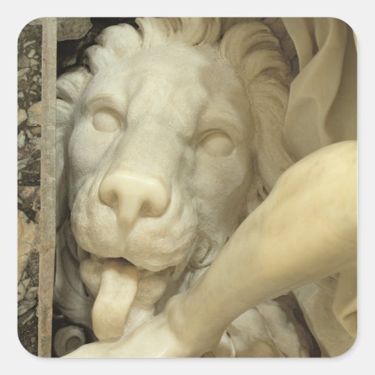 Een leeuw die de voet van Daniel likt Vierkante Sticker (Voorkant)