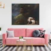 Een leeuw die een paard aanvalt door George Stubbs Canvas Afdruk (Insitu (Woonkamer))