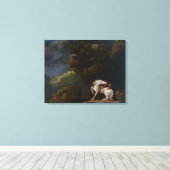 Een leeuw die een paard aanvalt door George Stubbs Canvas Afdruk (Insitu (Houten vloer))