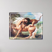 Een leeuw die een paardenschilderij aanvalt - 1762 canvas afdruk (Voorkant)