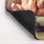 Een leeuw die een paardenschilderij aanvalt muismat (Hoek)