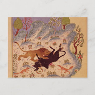 Een leeuw die een stip aanvalt en doodt briefkaart