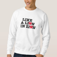 Een leeuw in een Zion sweatshirt