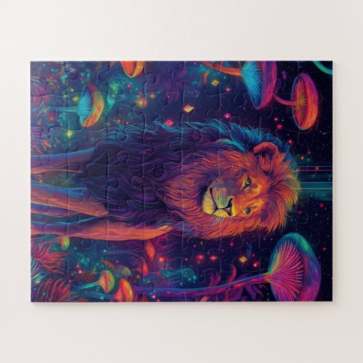 Een leeuw staat majestueus legpuzzel (Horizontaal)