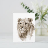 Een leeuw - zonder de kunst van de schetsenschets briefkaart (Staand voorkant)