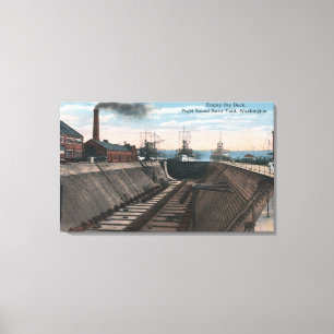 Een lege droogdok, marinescheepswerf canvas afdruk