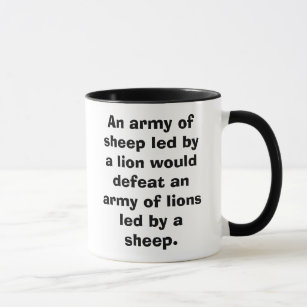 Een leger schapen onder leiding van een leeuw zou  mok