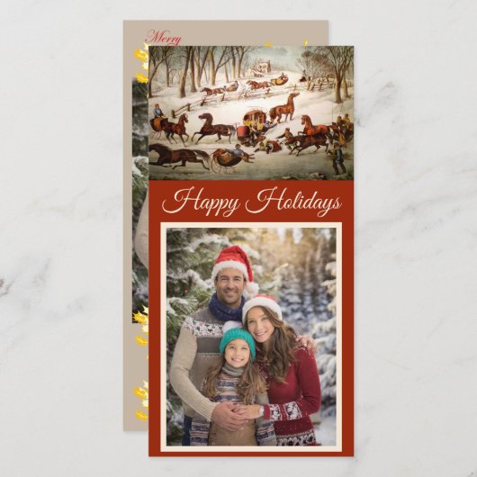 Een lekkage op de sneeuwkerstkaart feestdagenkaart (Voorkant / Achterkant)