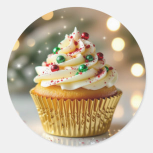 Een Lekkere Kerst Cupcake Ronde Sticker