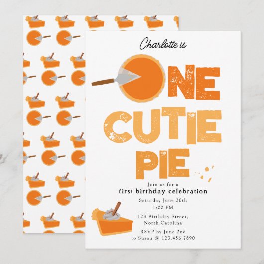Een lekkere taart uitnodiging 1e verjaardag Cute (Voorkant / Achterkant)