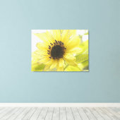 Eén Lemon Gele Zonnebloem Canvas Afdruk (Insitu (Houten vloer))