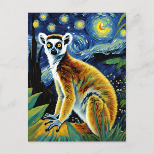 Een Lemur in de Sterrennacht Briefkaart