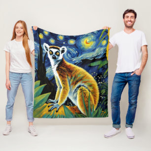 Een Lemur in de Sterrennacht Fleece Deken