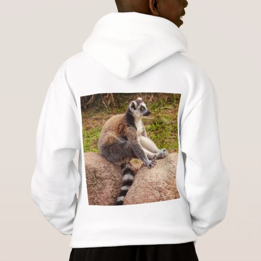 een lemur op Kinderen Fleece Pullover Hoodie (Achterkant)