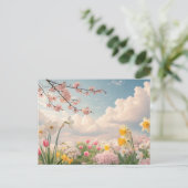 Een lente bloem achtergrond briefkaart (Staand voorkant)
