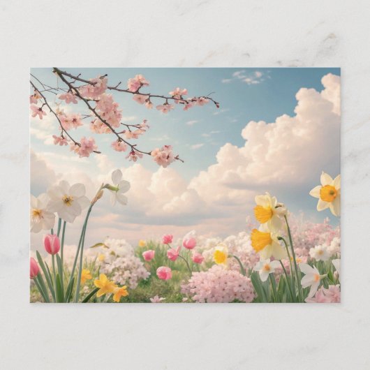 Een lente bloem achtergrond briefkaart (Voorkant)