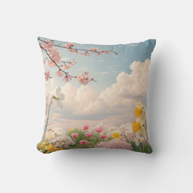 Een lente bloem achtergrond kussen (Voorkant)