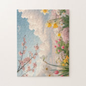 Een lente bloem achtergrond legpuzzel (Verticaal)
