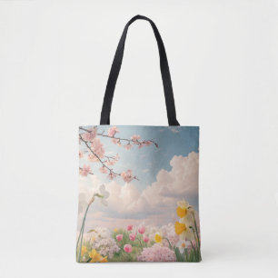 Een lente bloem achtergrond tote bag