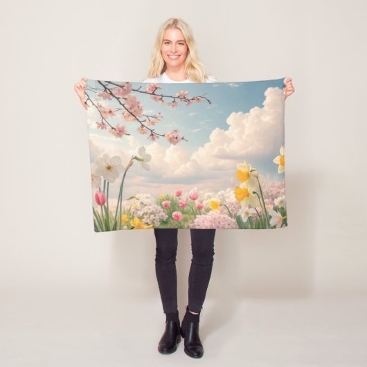 Een lente bloemige achtergrond fleece deken (In situ)