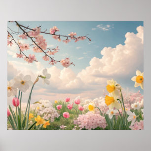 Een lente bloemige achtergrond poster