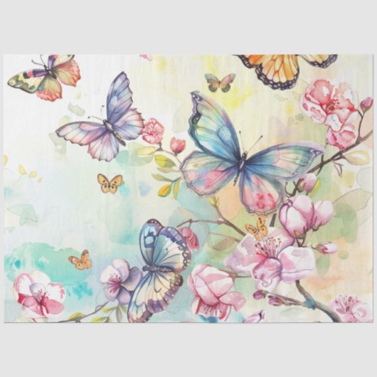 Een lente vlinder serie ontwerp #3 tissuepapier (Voorkant)