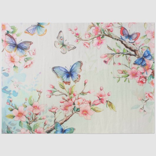 Een lente vlinder serie ontwerp #8 tissuepapier (Voorkant)