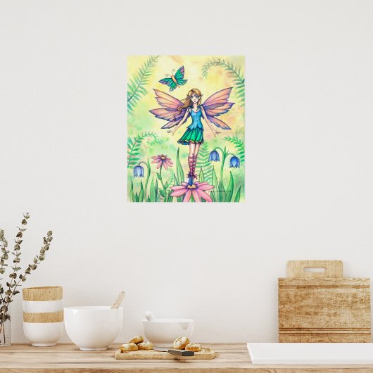 Een lentedendaagse blauwe kunst poster (Keuken)