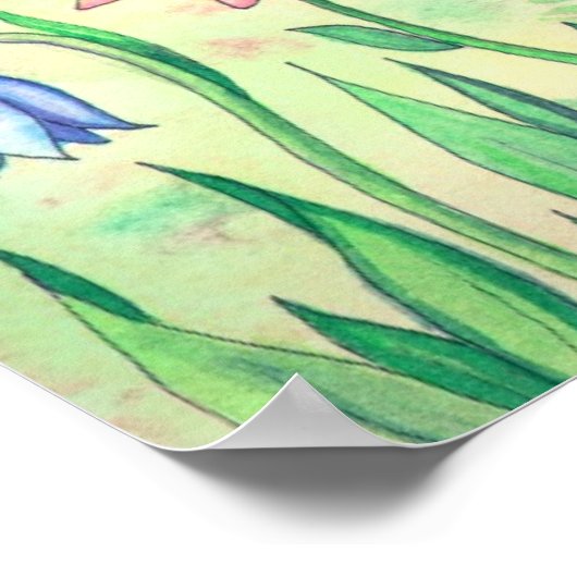 Een lentedendaagse blauwe kunst poster (Hoek)