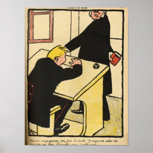 Een leraar berispt zijn leerling van criminelen poster