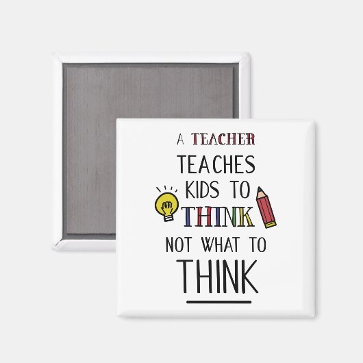 Een leraar leert kinderen om niet te denken wat te magneet (Voorkant / Achterkant)