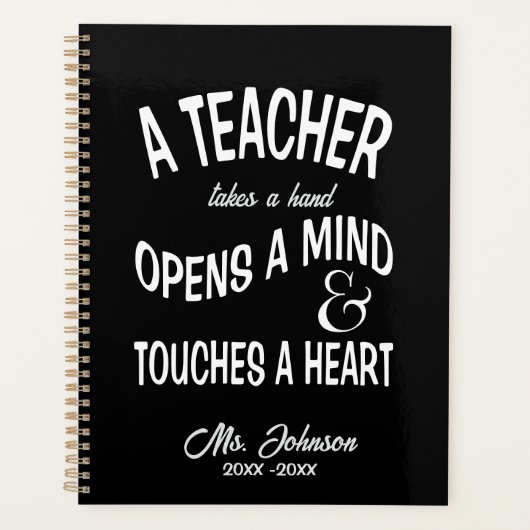 Een leraar neemt een gepersonaliseerde hand planner (Voorkant)