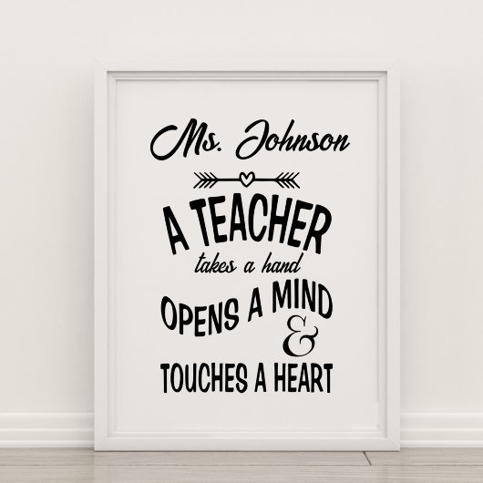 Een leraar pakt een hand, opent een geest poster