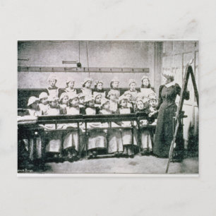 Een les in de huiswetenschappen (foto op foto) briefkaart