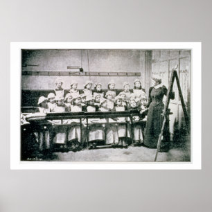 Een les in de huiswetenschappen (foto op foto) poster