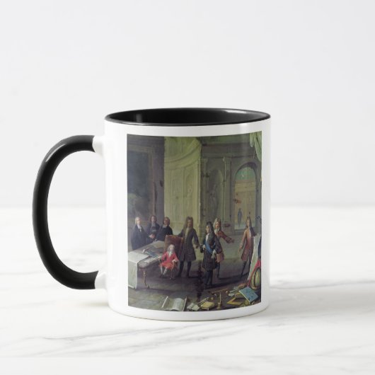 Een les voor de jonge Louis XV Mok (Links)