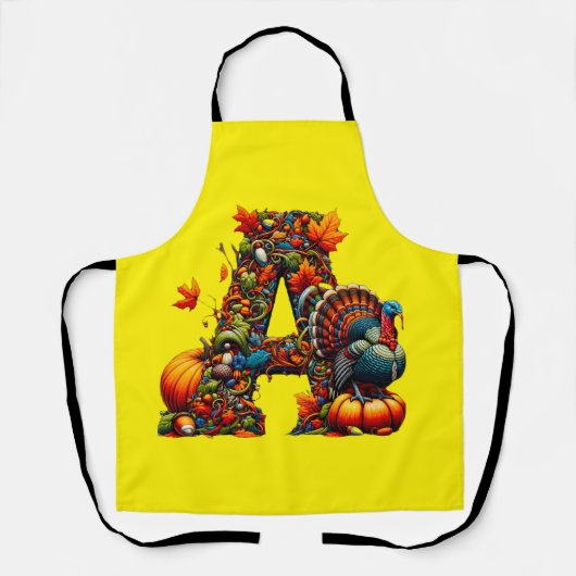 Een letter A in Thanksgiving-stijl Schort (Voorkant)