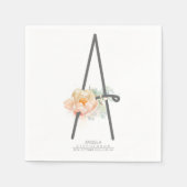 Een Letter Monogram Blush Peach Floral CR Servet (Voorkant)
