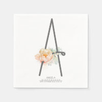 Een Letter Monogram Blush Peach Floral CR