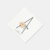 Een Letter Monogram Blush Peach Floral CR Servet (Hoek)