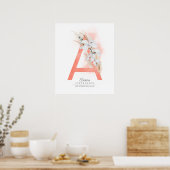 Een Letter Monogram Witte Orchideeën en Pampasgras Poster (Keuken)