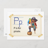 Een letter P voor piraten Briefkaart (Voorkant / Achterkant)