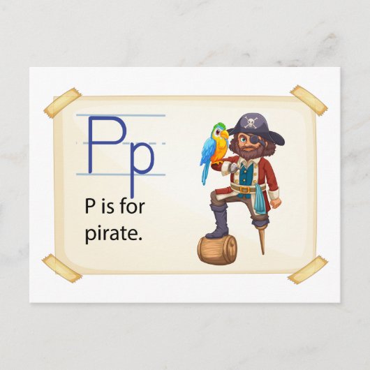 Een letter P voor piraten Briefkaart (Voorkant)