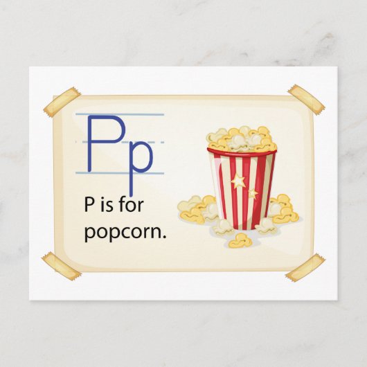 Een letter P voor popcorn Briefkaart (Voorkant)