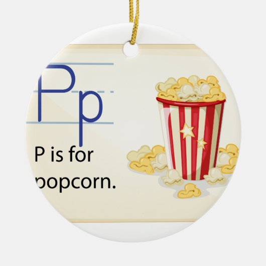 Een letter P voor popcorn Keramisch Ornament (Voorkant)
